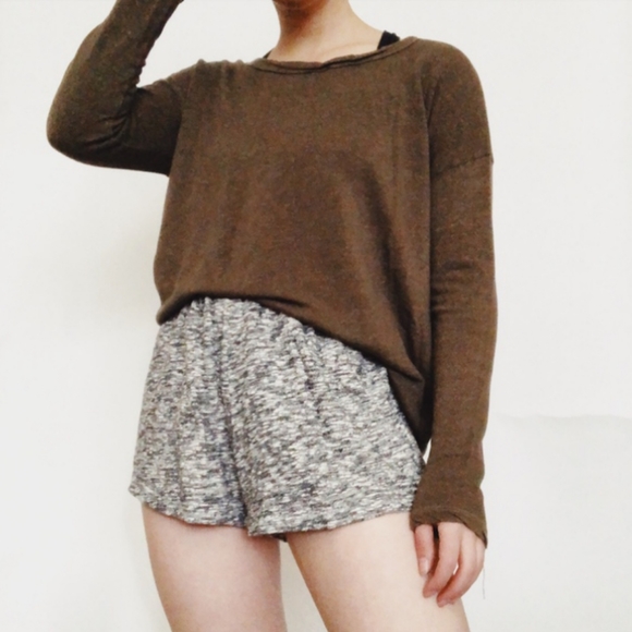 Brandy Melville Remi Shorts Heather Grey Cotton One Size - Picture 5 of 10